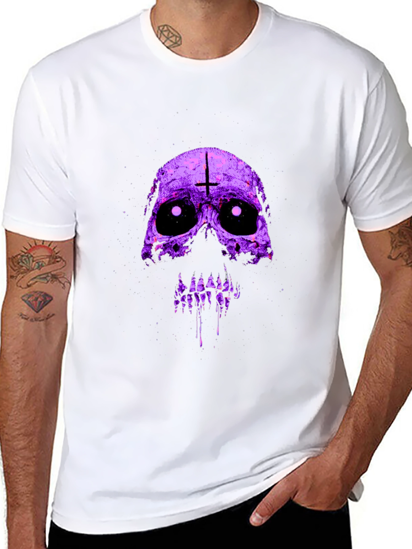 Purple Skull Graphic T-Shirt