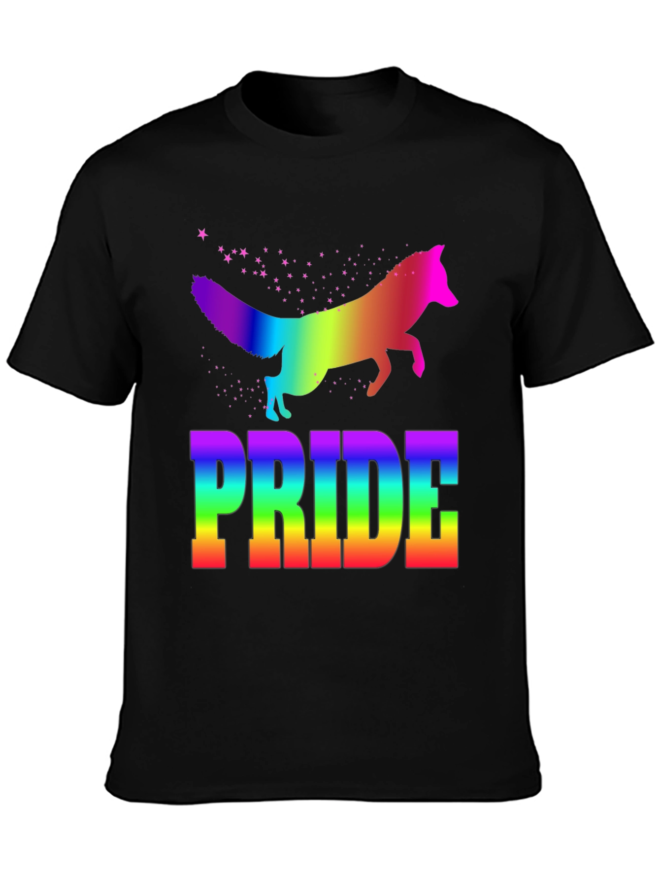 Rainbow Pride Fox Graphic Tee - Black