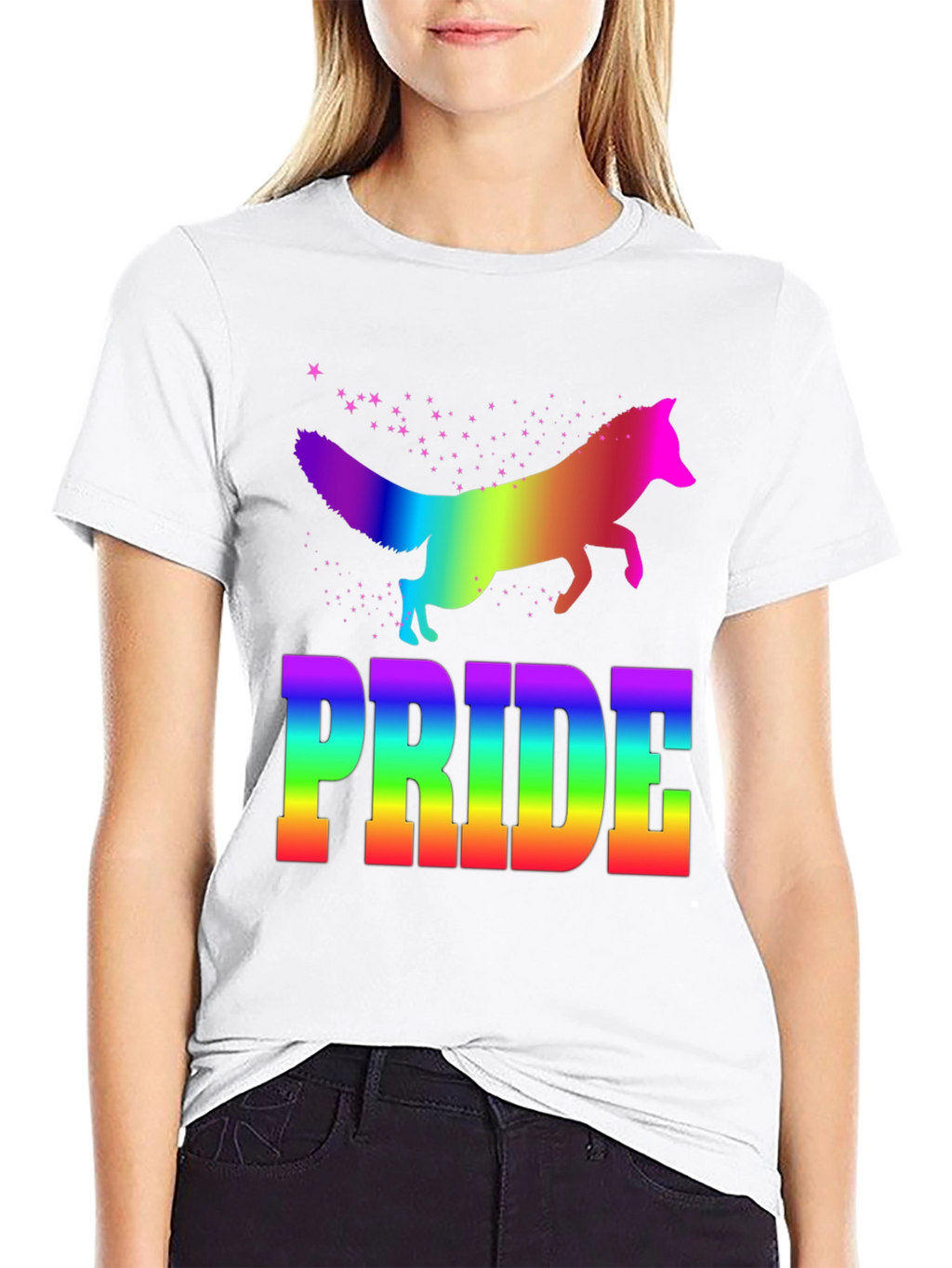 Rainbow Pride Fox Graphic Tee - Black