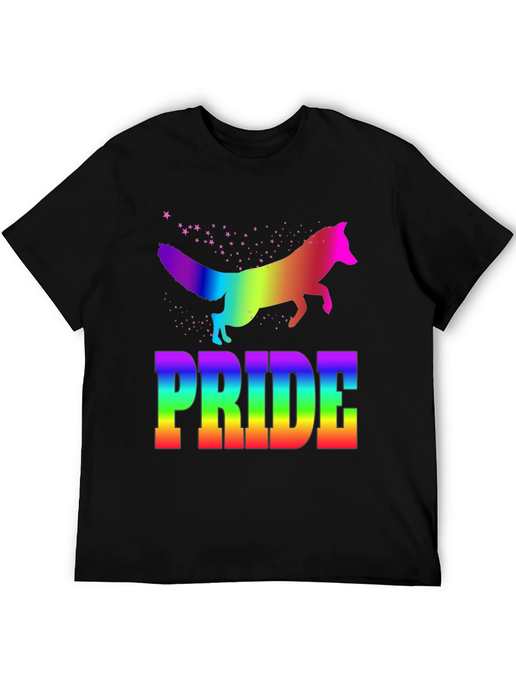 Rainbow Pride Fox Graphic Tee - Black