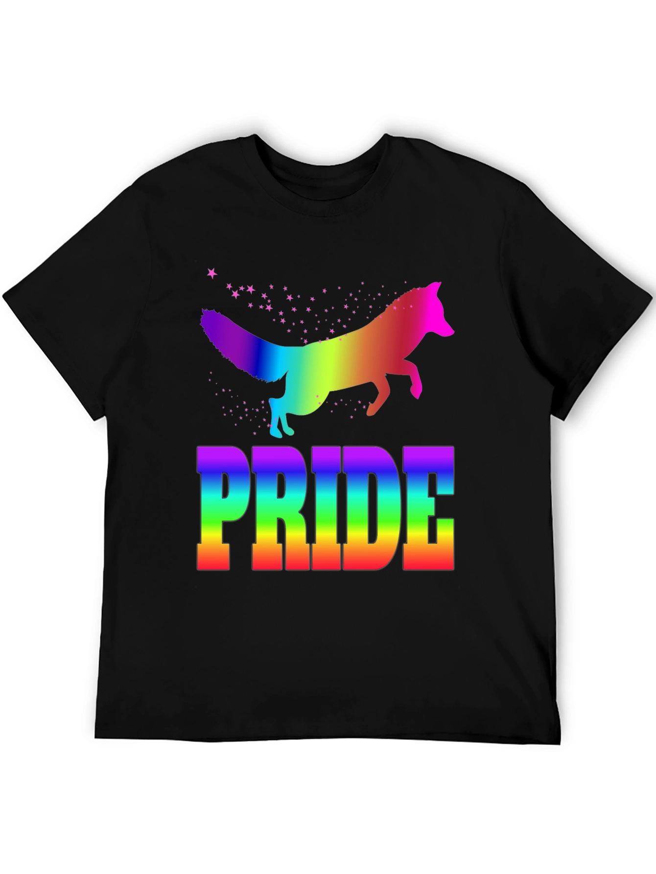 Rainbow Pride Fox Graphic Tee - Black