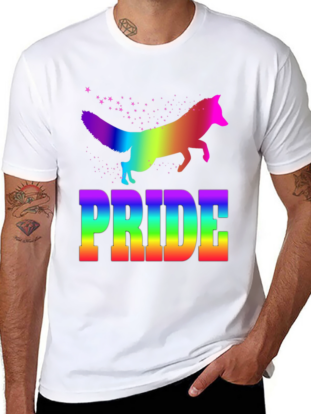 Rainbow Pride Fox Graphic Tee - Black