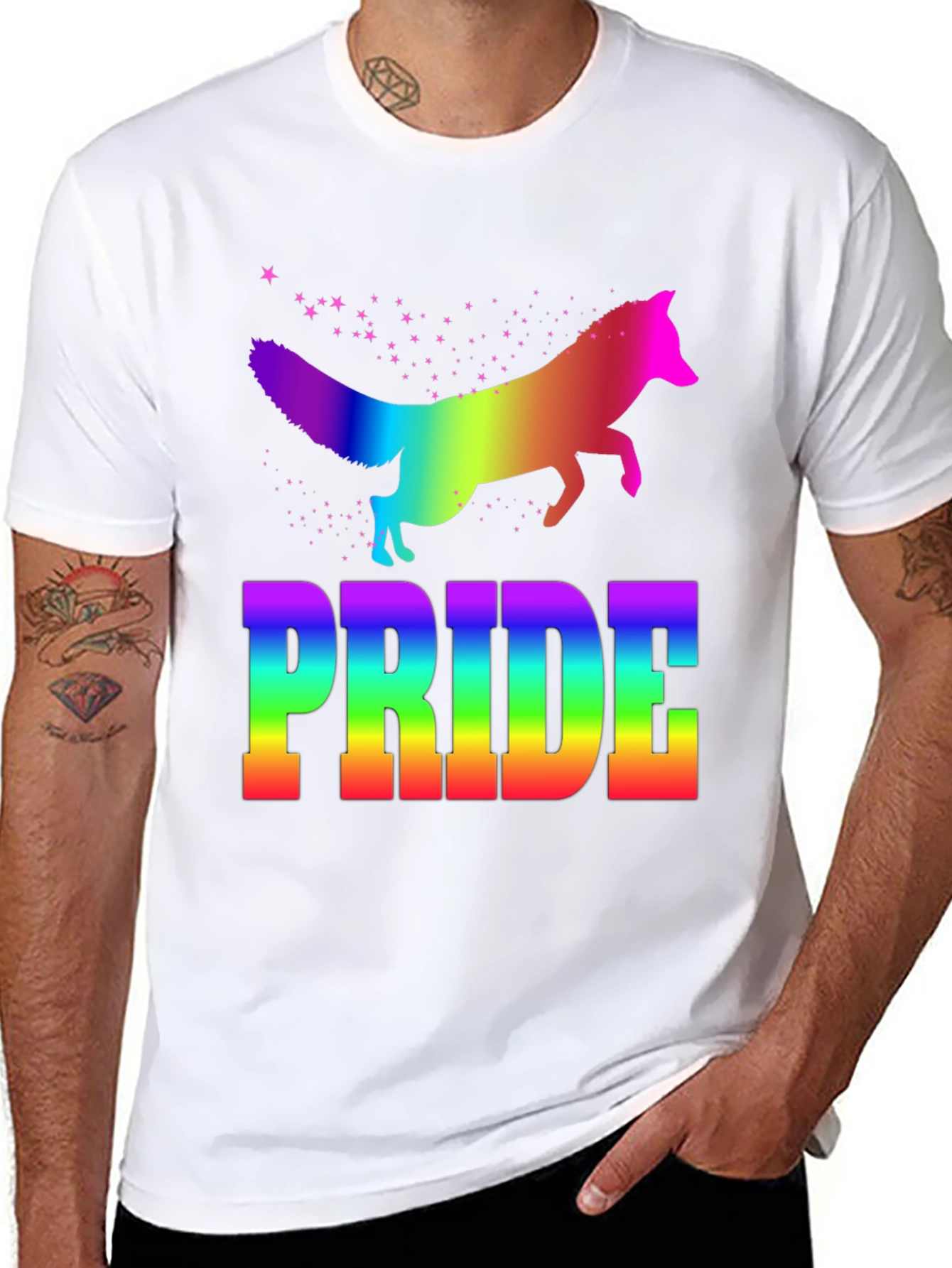 Rainbow Pride Fox Graphic Tee - Black