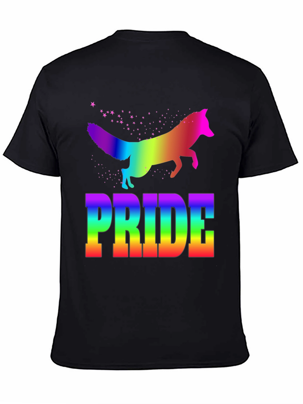 Rainbow Pride Fox Graphic Tee - Black