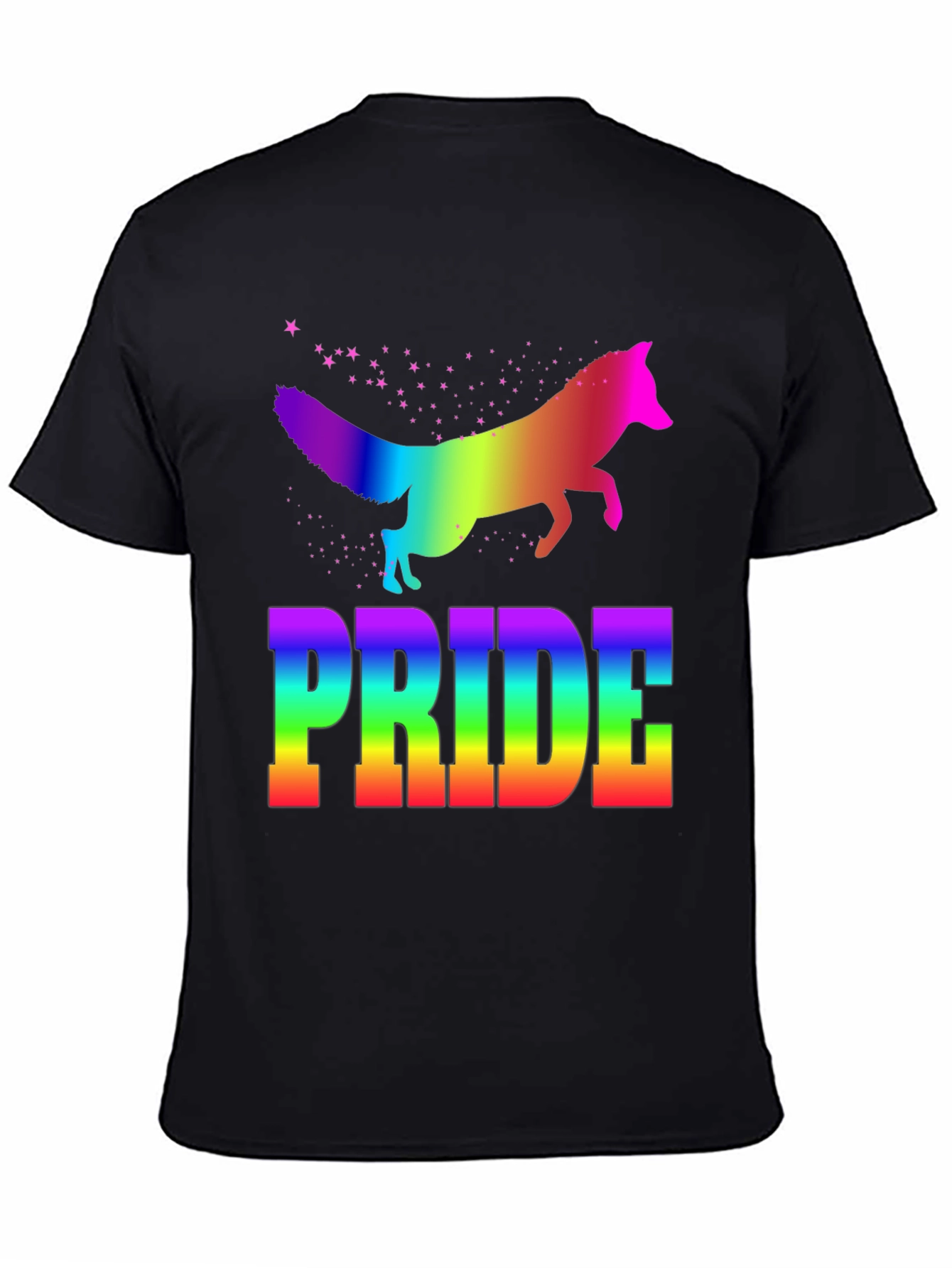 Rainbow Pride Fox Graphic Tee - Black