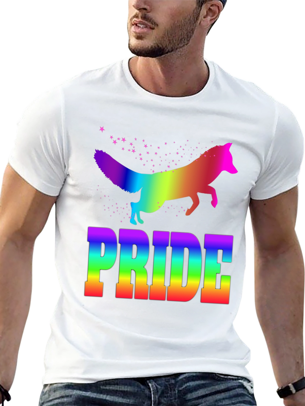 Rainbow Pride Fox Graphic Tee - Black