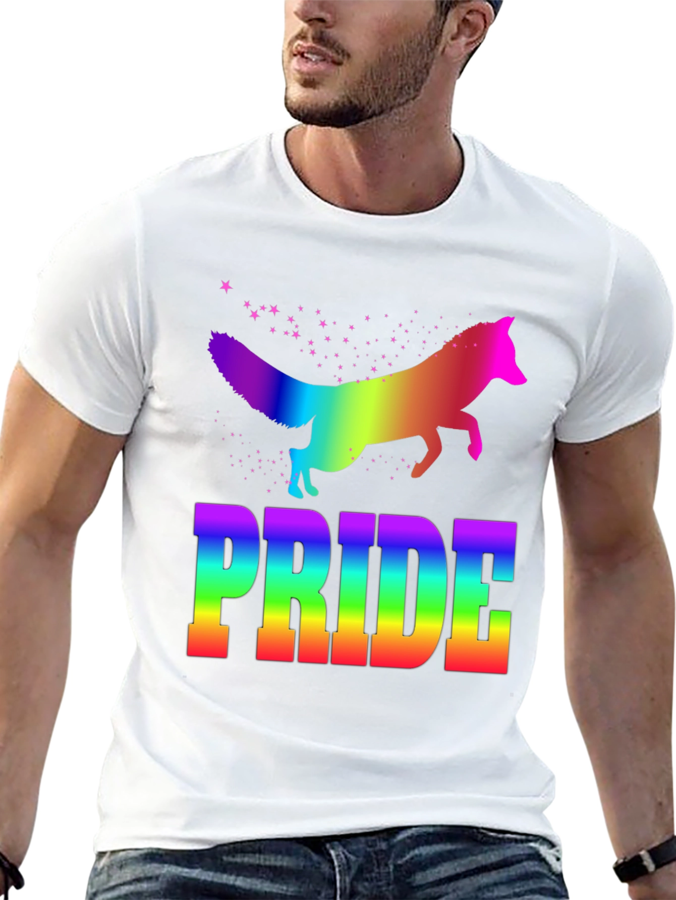 Rainbow Pride Fox Graphic Tee - Black