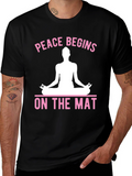 Peace Begins On The Mat Yoga Graphic T-Shirt