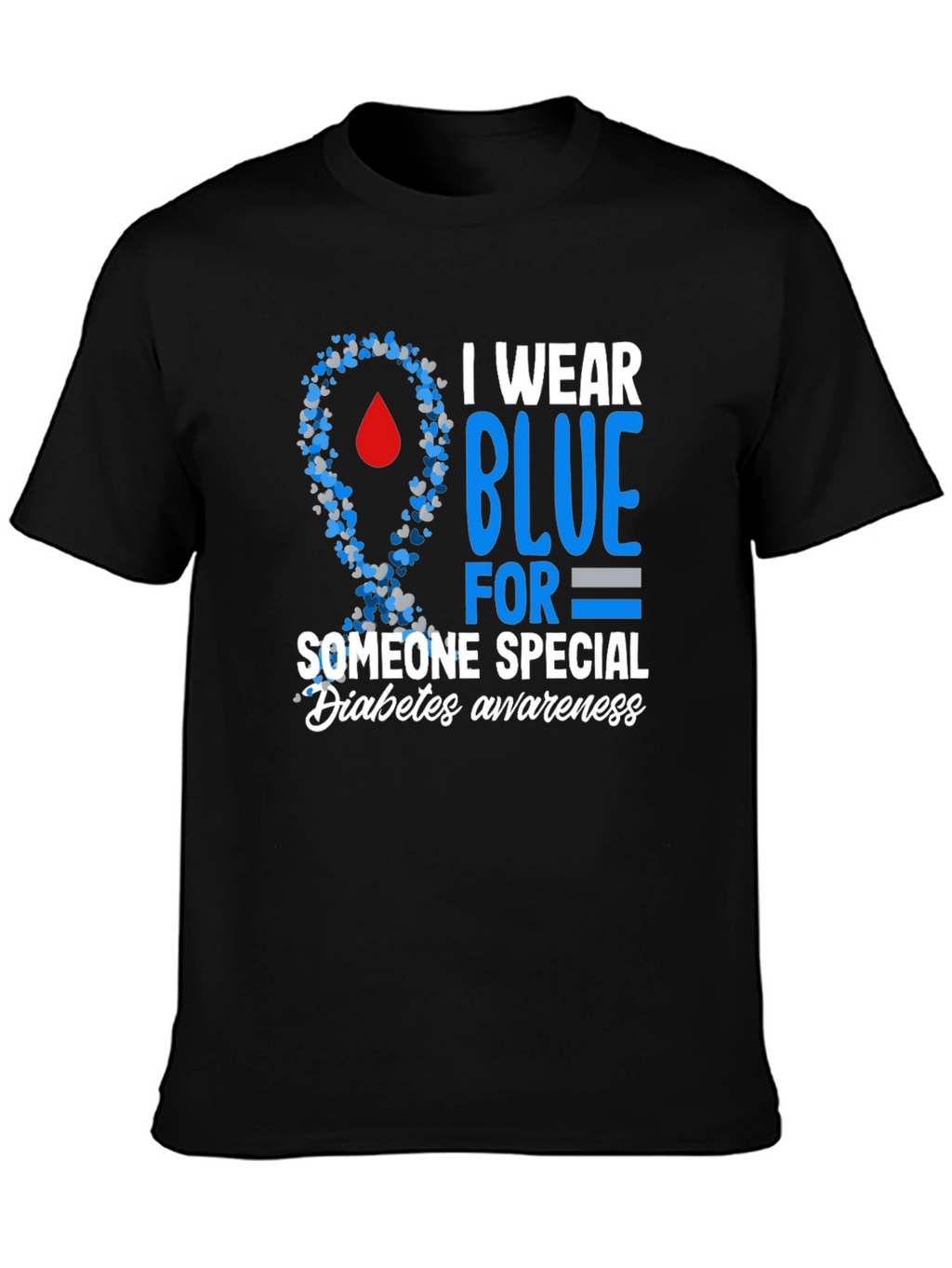 Diabetes Awareness Blue Ribbon T-Shirt