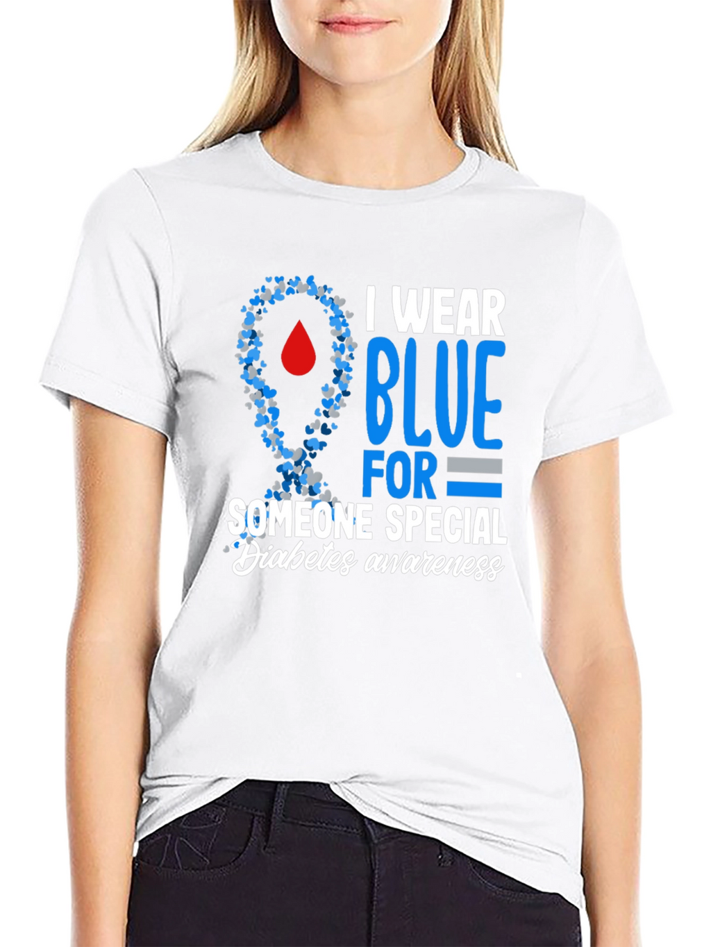 Diabetes Awareness Blue Ribbon T-Shirt