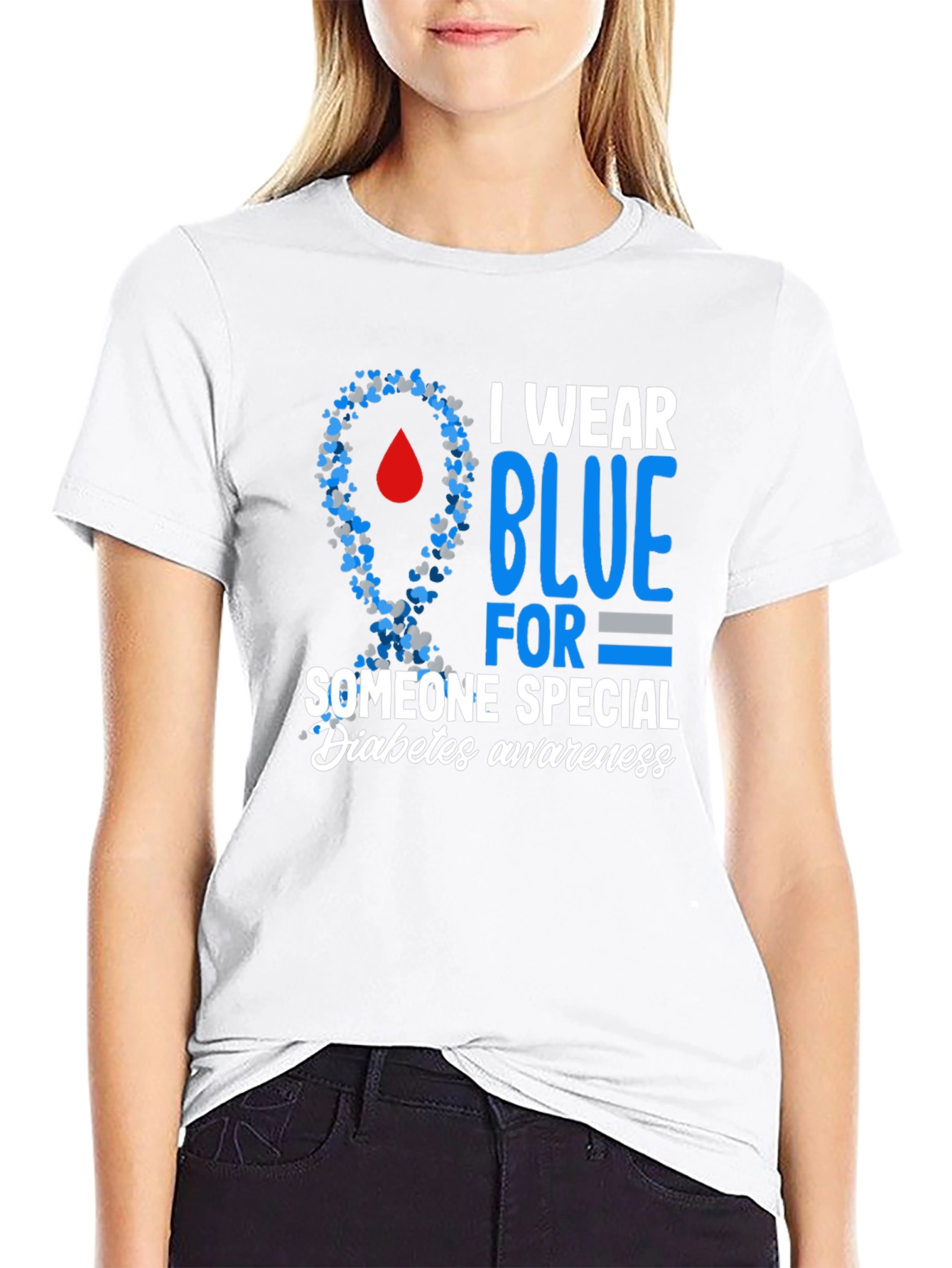 Diabetes Awareness Blue Ribbon T-Shirt