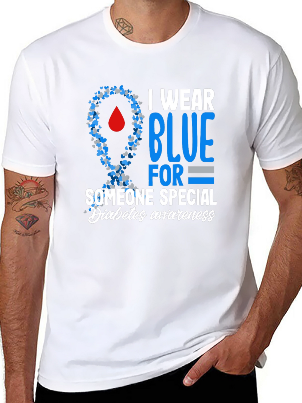 Diabetes Awareness Blue Ribbon T-Shirt