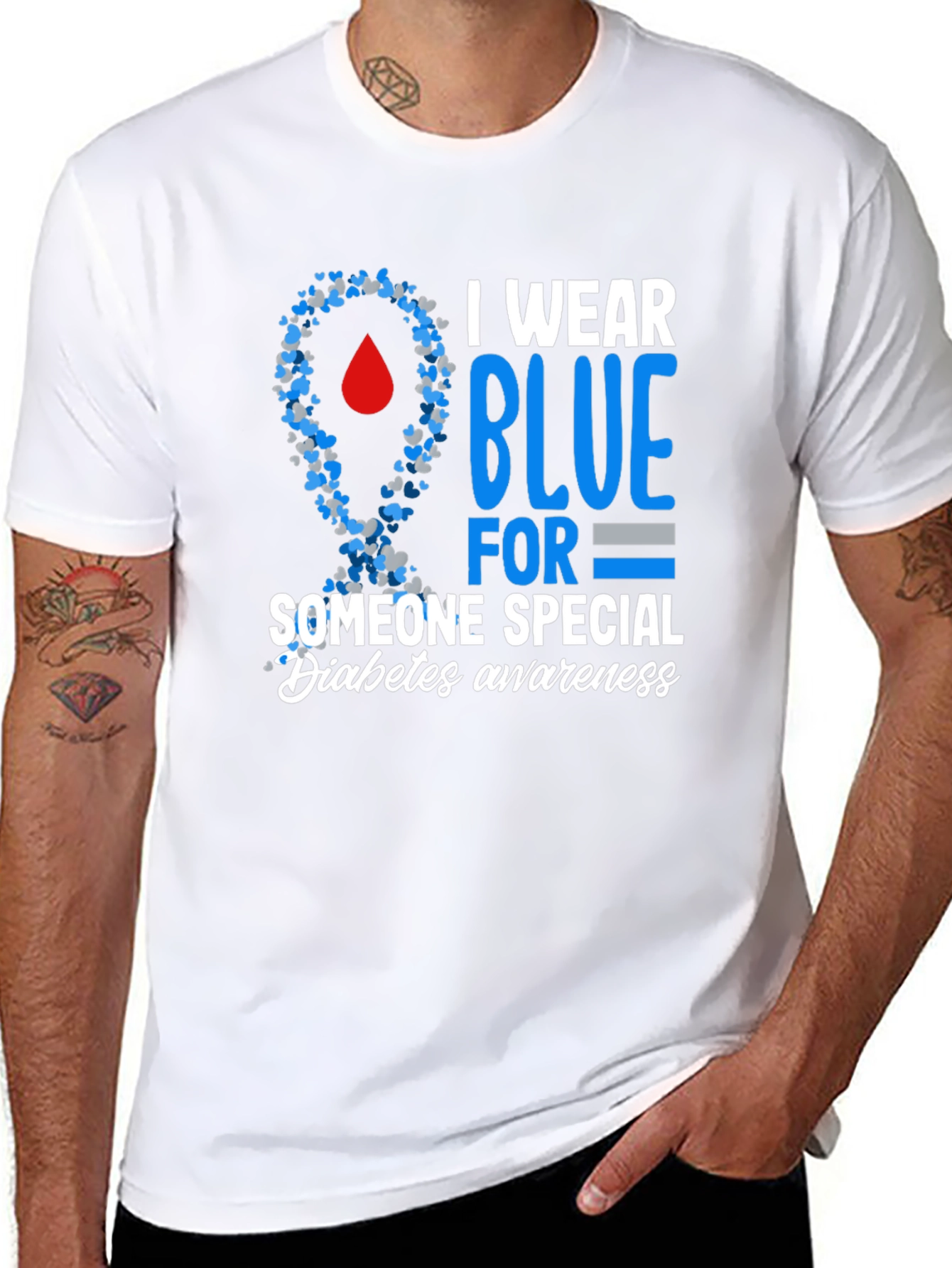 Diabetes Awareness Blue Ribbon T-Shirt