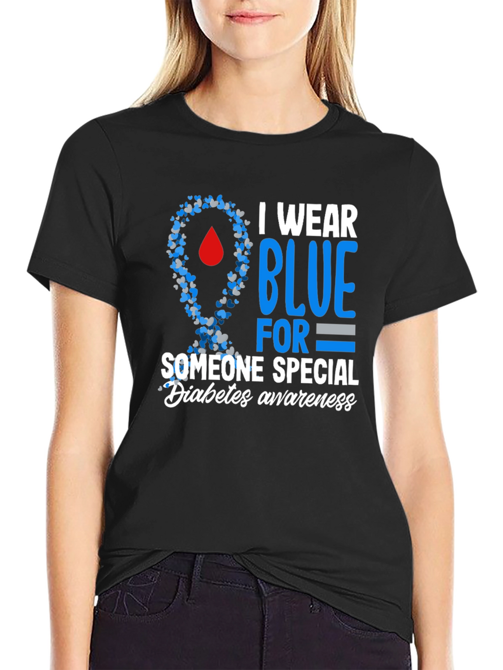 Diabetes Awareness Blue Ribbon T-Shirt