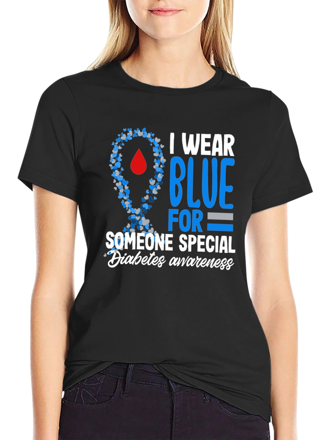 Diabetes Awareness Blue Ribbon T-Shirt