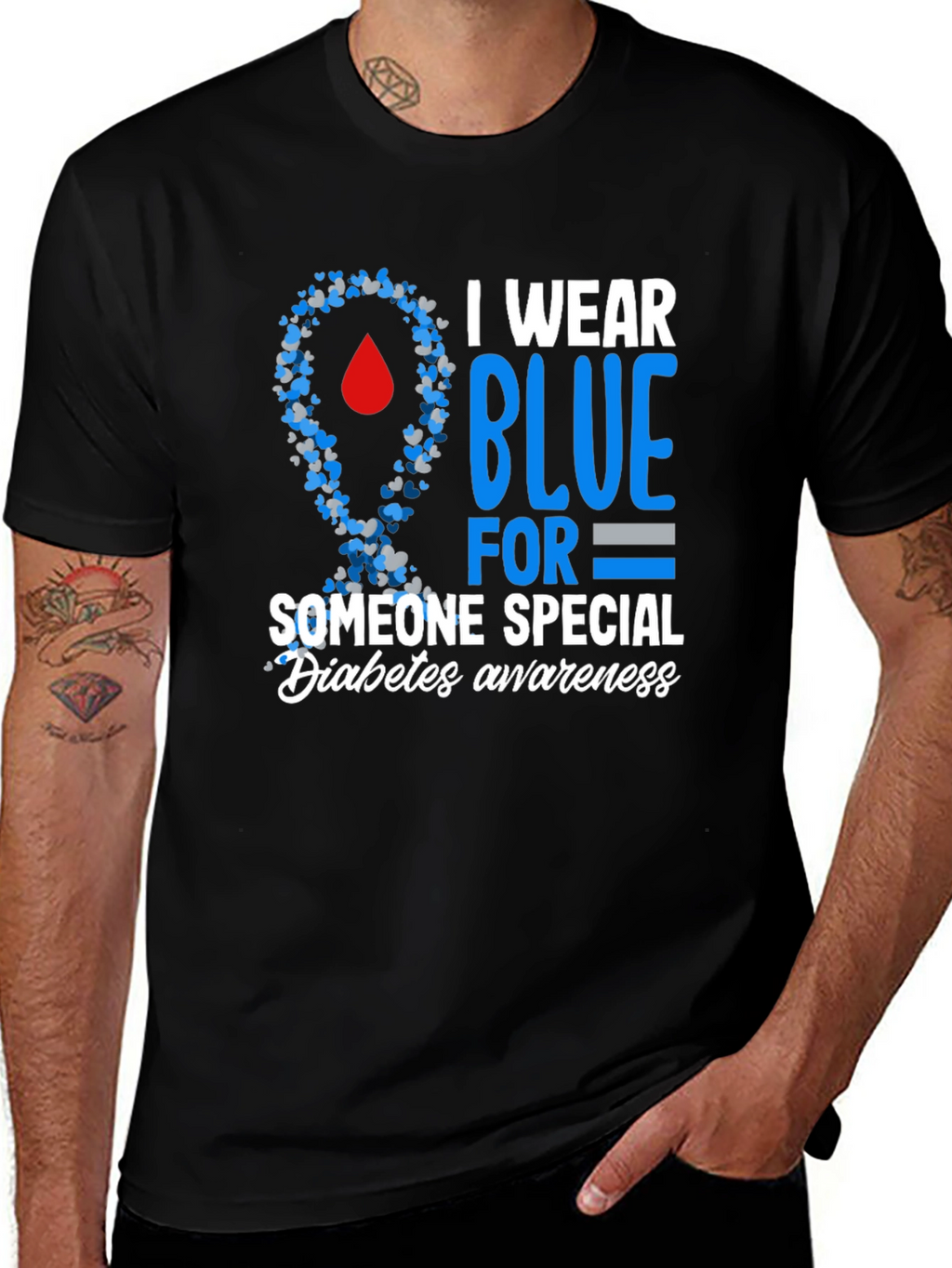 Diabetes Awareness Blue Ribbon T-Shirt