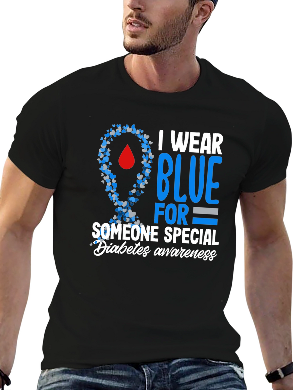 Diabetes Awareness Blue Ribbon T-Shirt