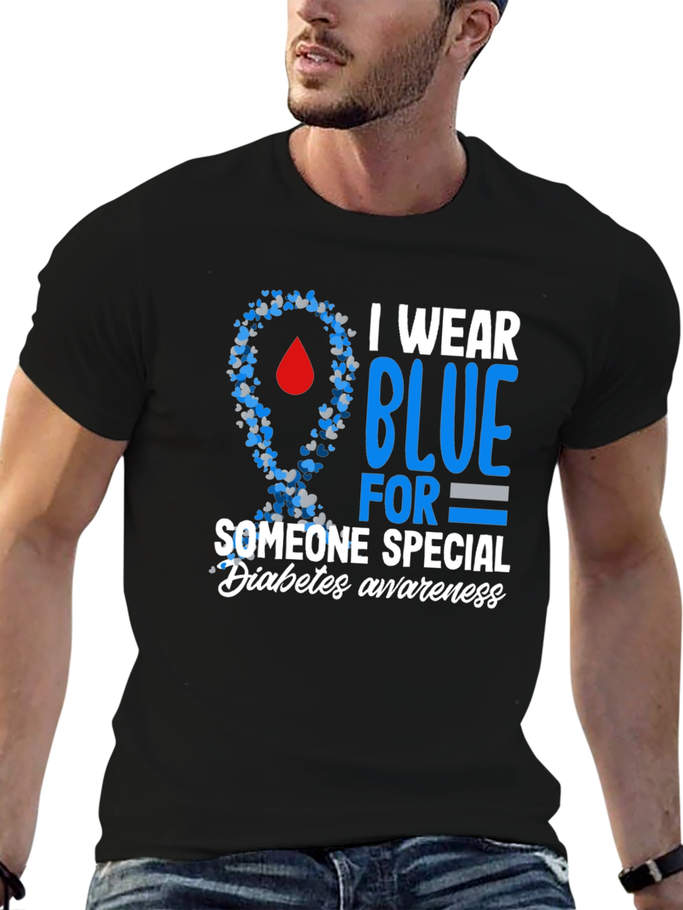 Diabetes Awareness Blue Ribbon T-Shirt