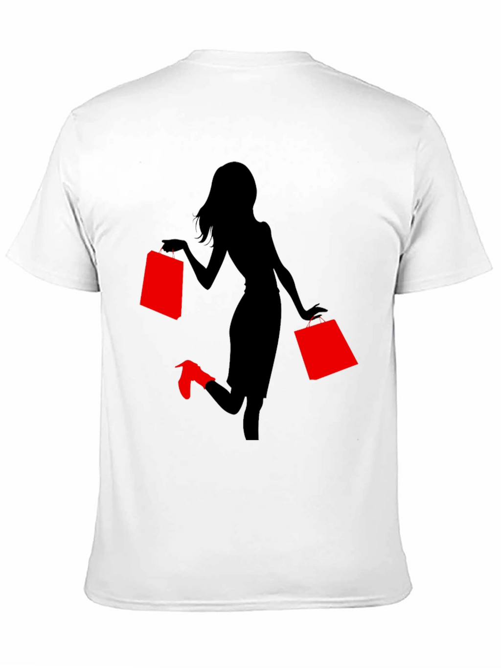 Stylish Woman Shopping Graphic Tee - Black