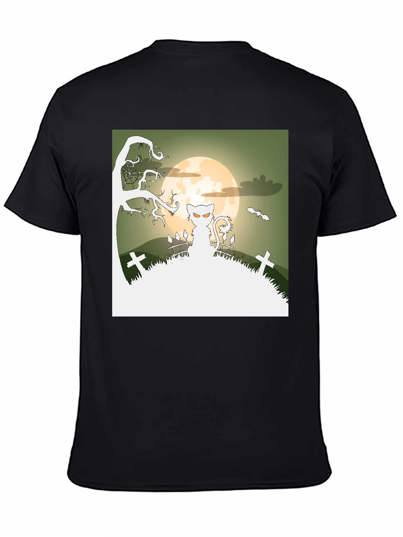 Spooky Halloween Cat T-Shirt - Black