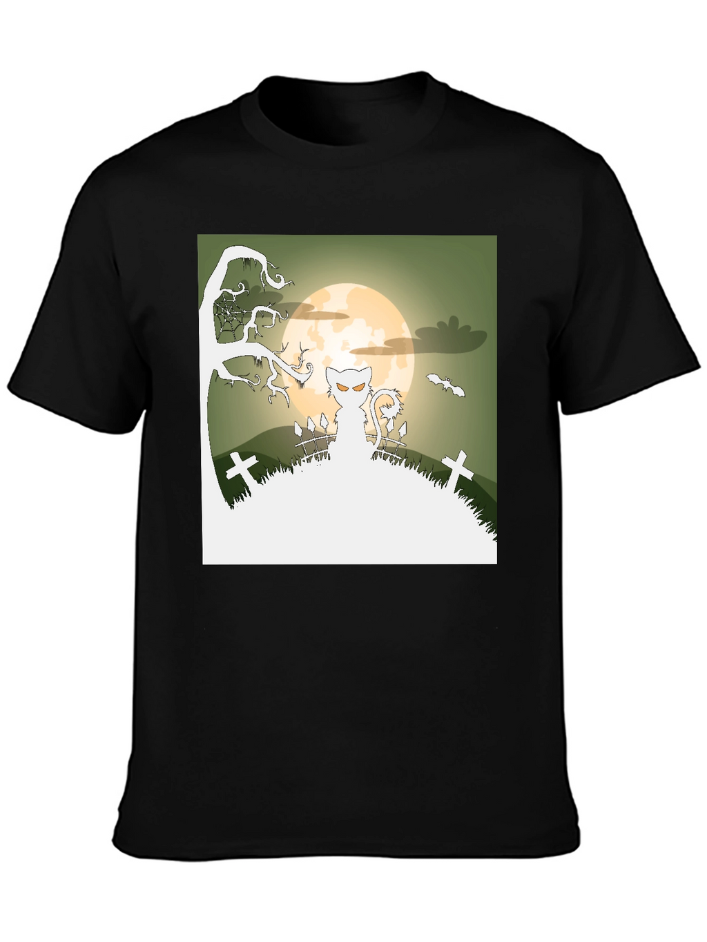 Spooky Halloween Cat T-Shirt - Black