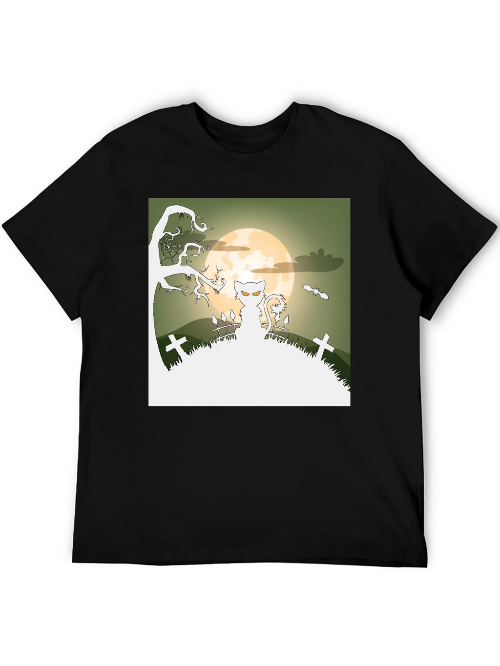 Spooky Halloween Cat T-Shirt - Black