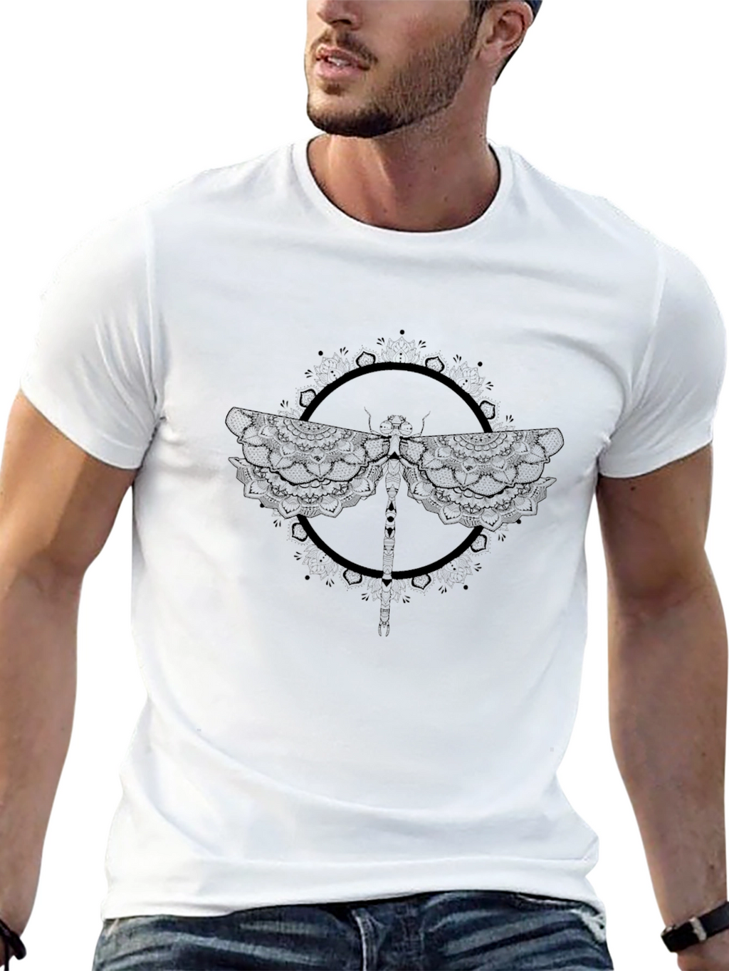 Black Dragonfly Graphic T-Shirt for Men