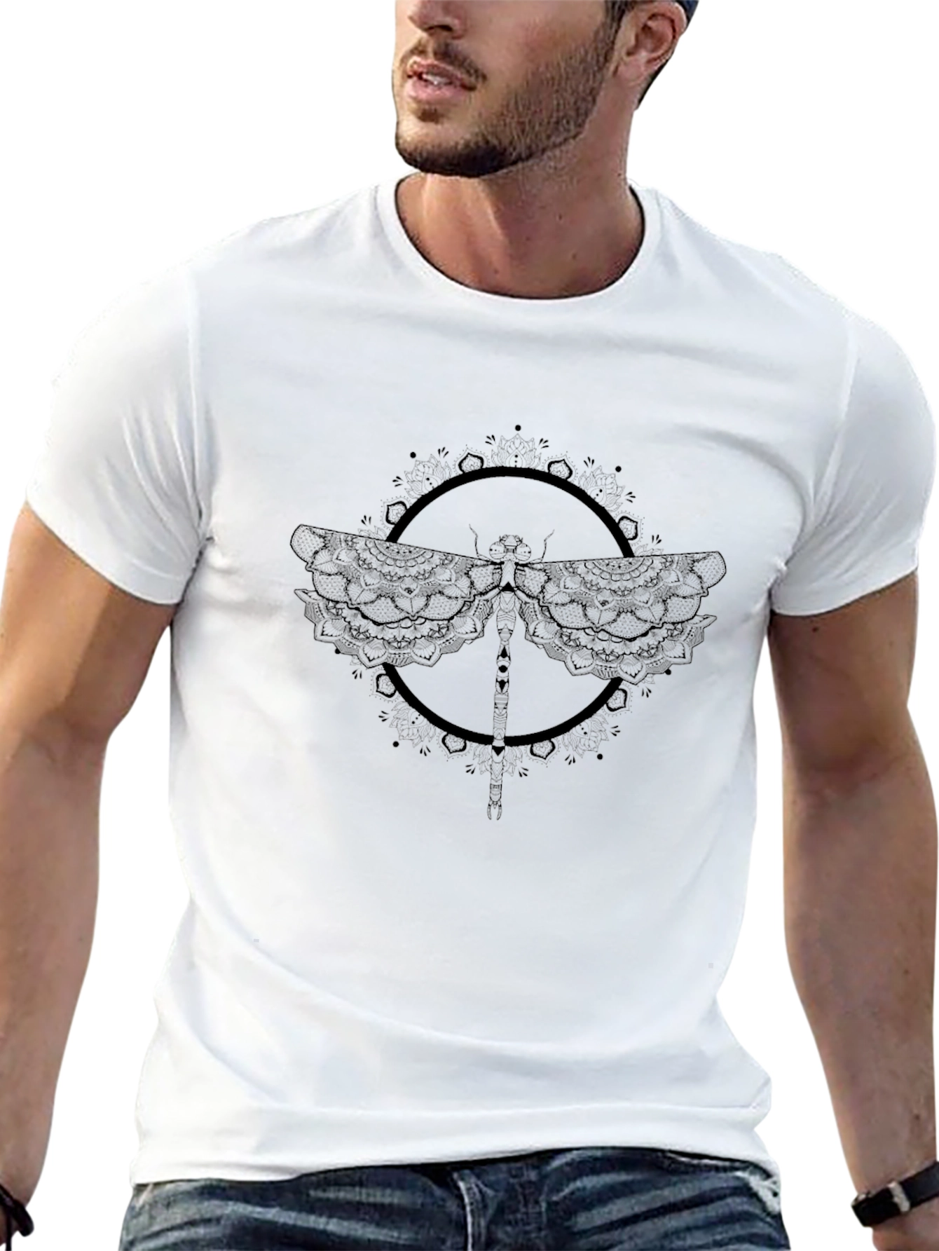 Black Dragonfly Graphic T-Shirt for Men