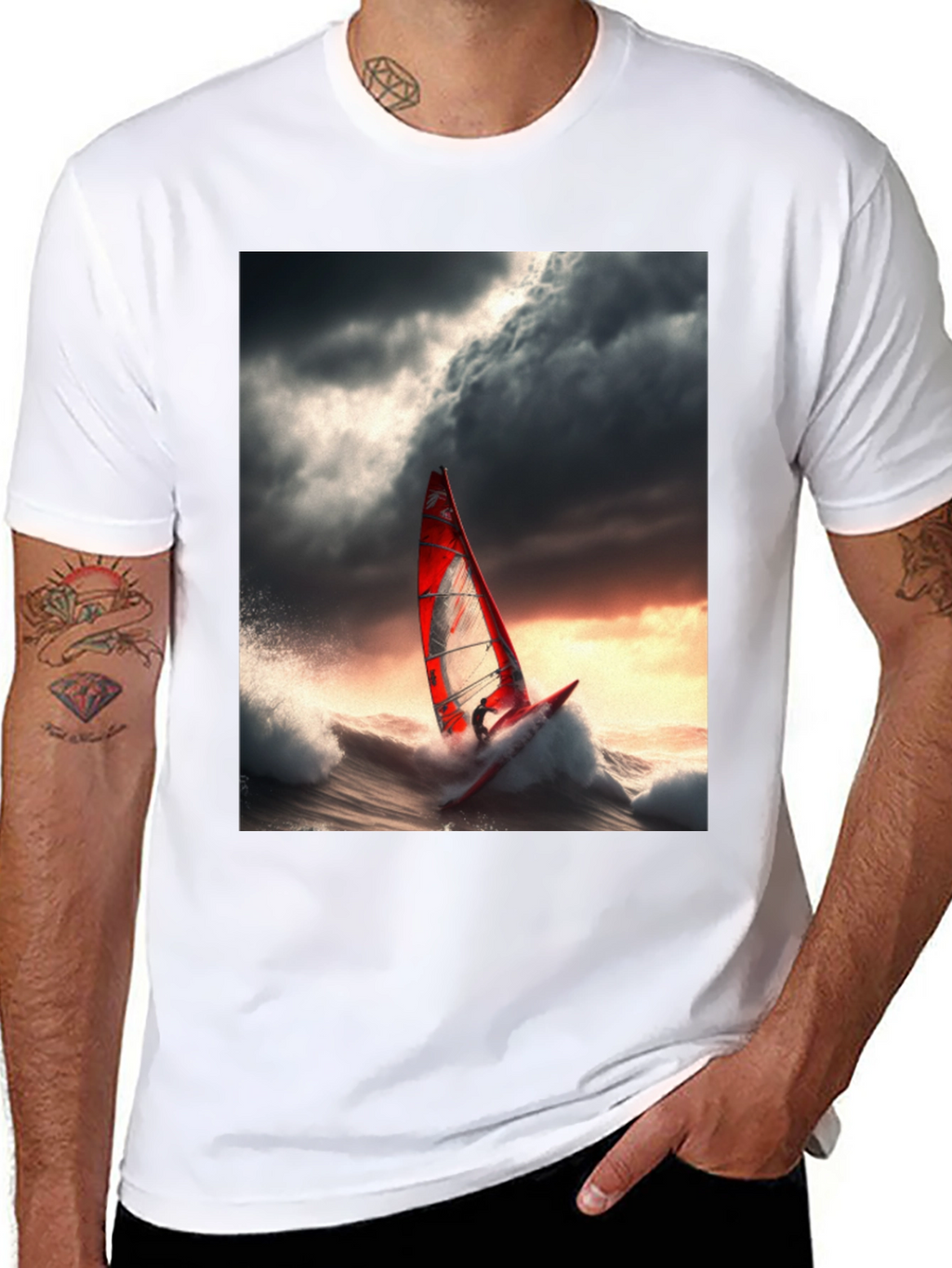 Windsurfer Graphic Tee - Stormy Sea Adventure