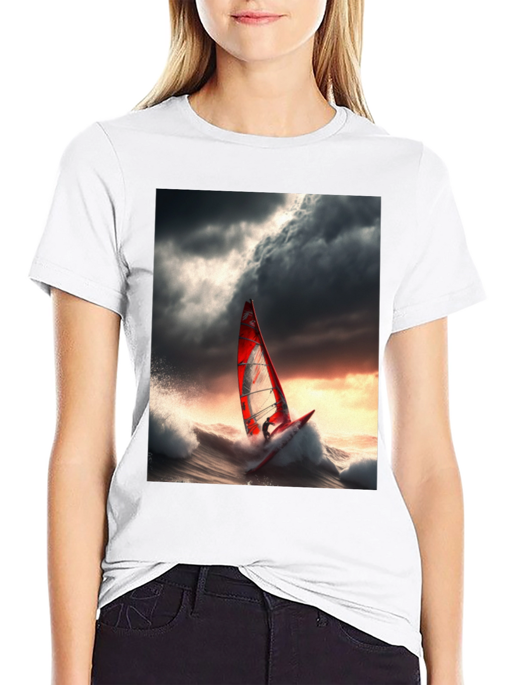 Windsurfer Graphic Tee - Stormy Sea Adventure