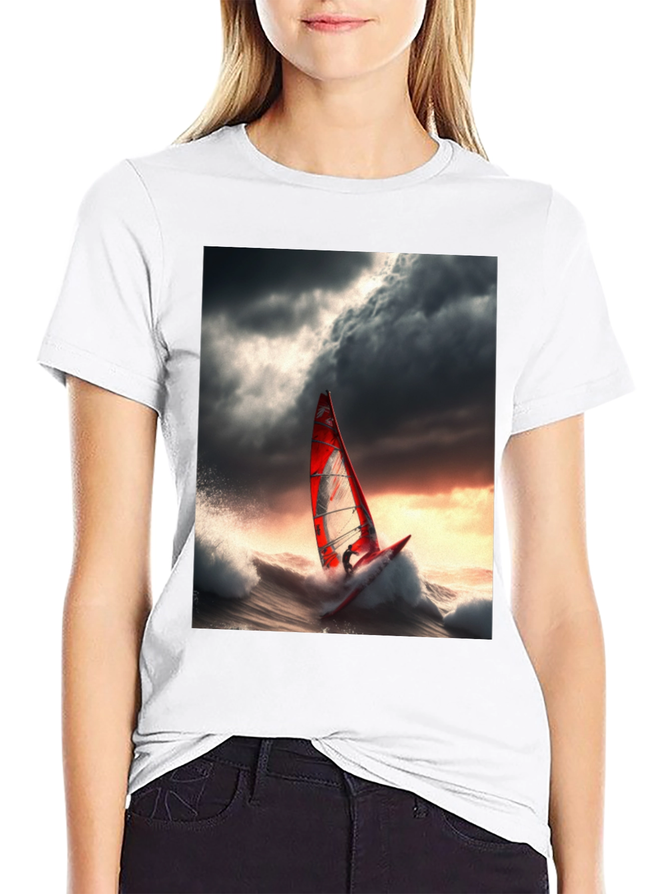 Windsurfer Graphic Tee - Stormy Sea Adventure