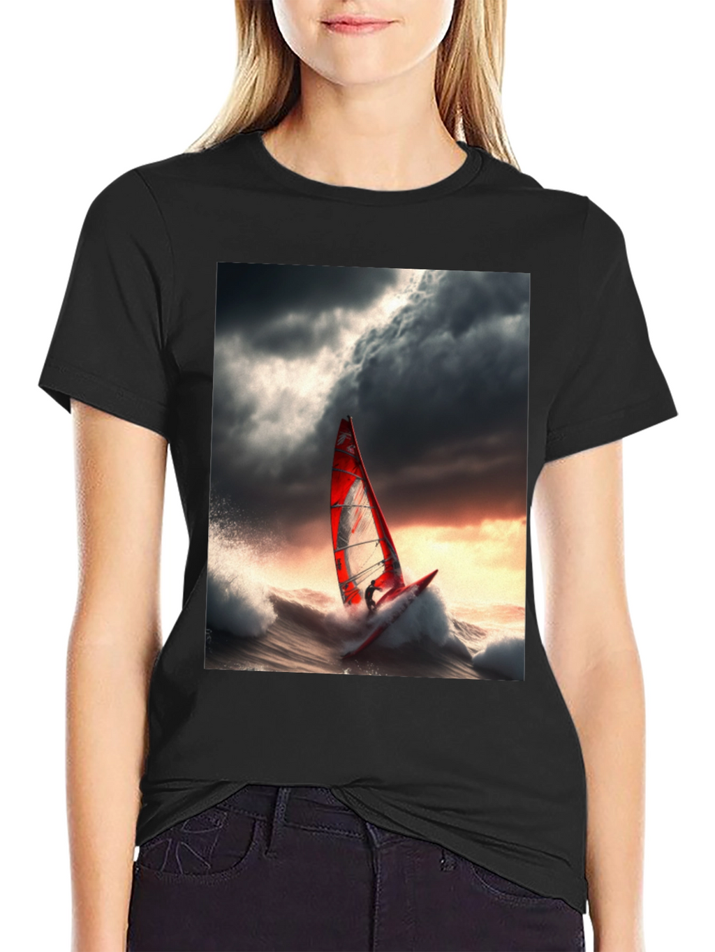 Windsurfer Graphic Tee - Stormy Sea Adventure