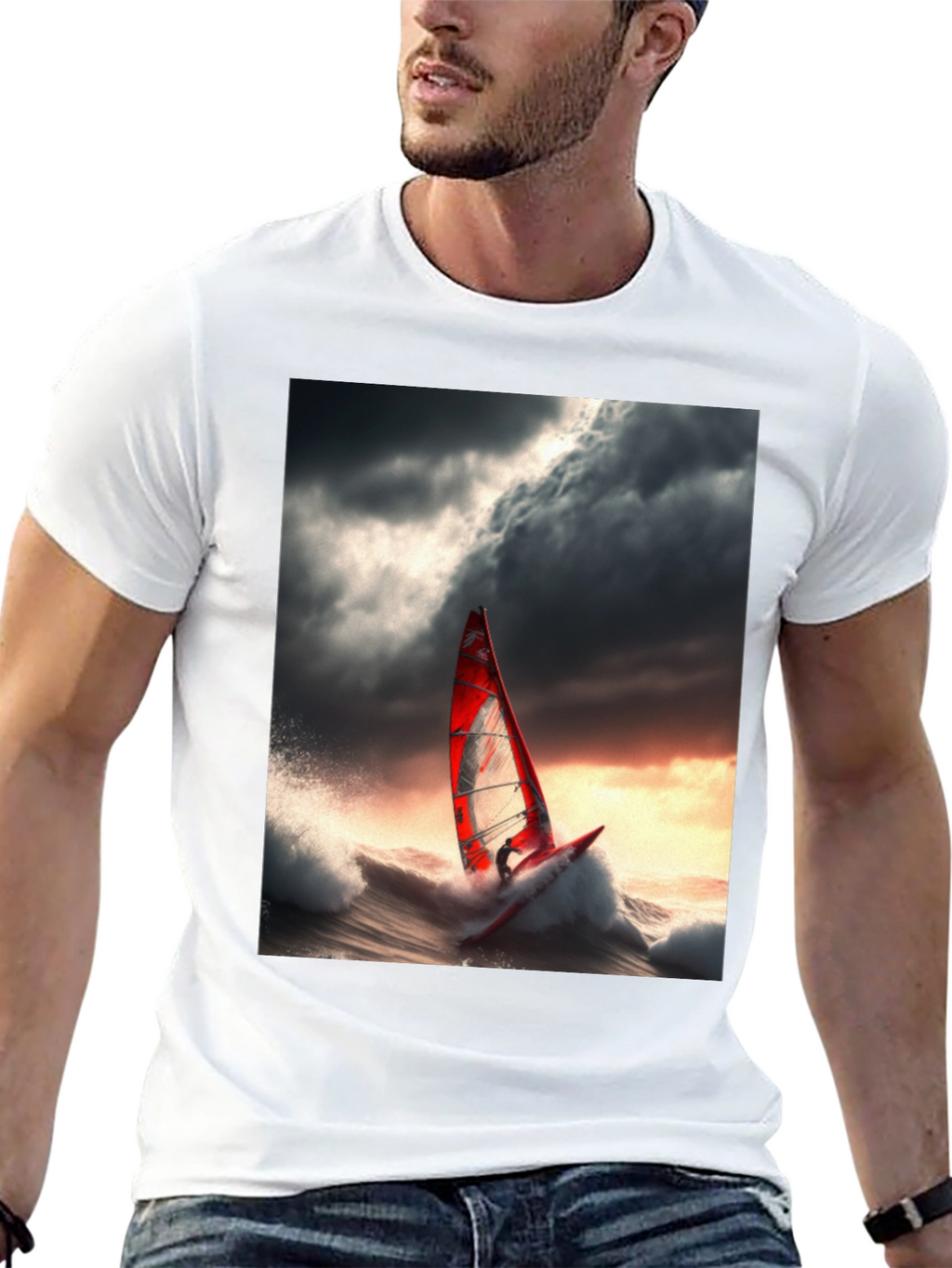 Windsurfer Graphic Tee - Stormy Sea Adventure