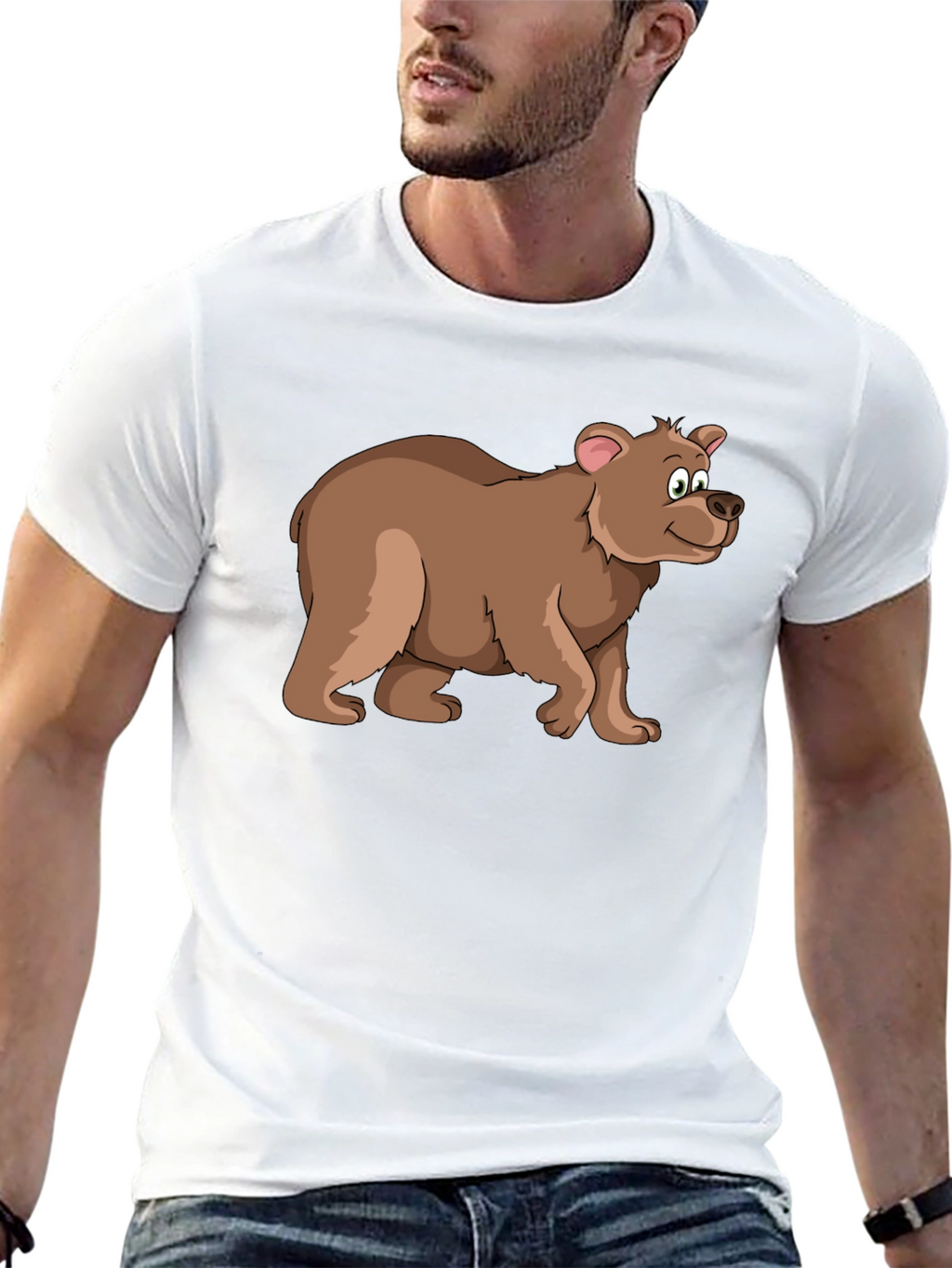 Cartoon Bear Black T-Shirt - Fun Animal Graphic Tee