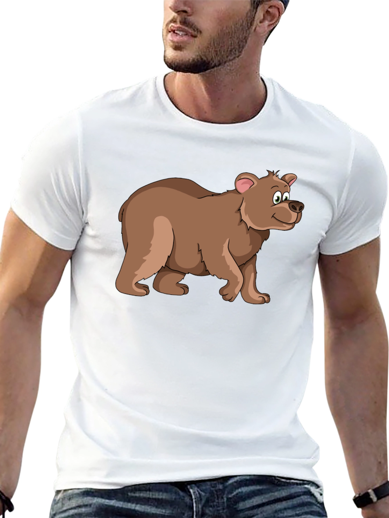 Cartoon Bear Black T-Shirt - Fun Animal Graphic Tee