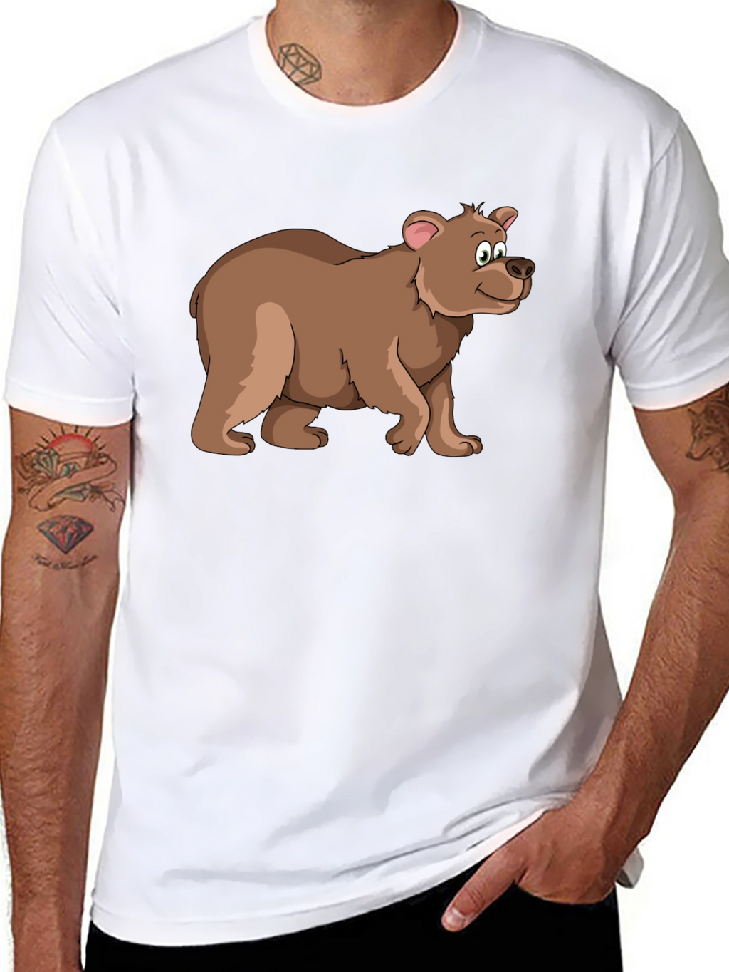 Cartoon Bear Black T-Shirt - Fun Animal Graphic Tee