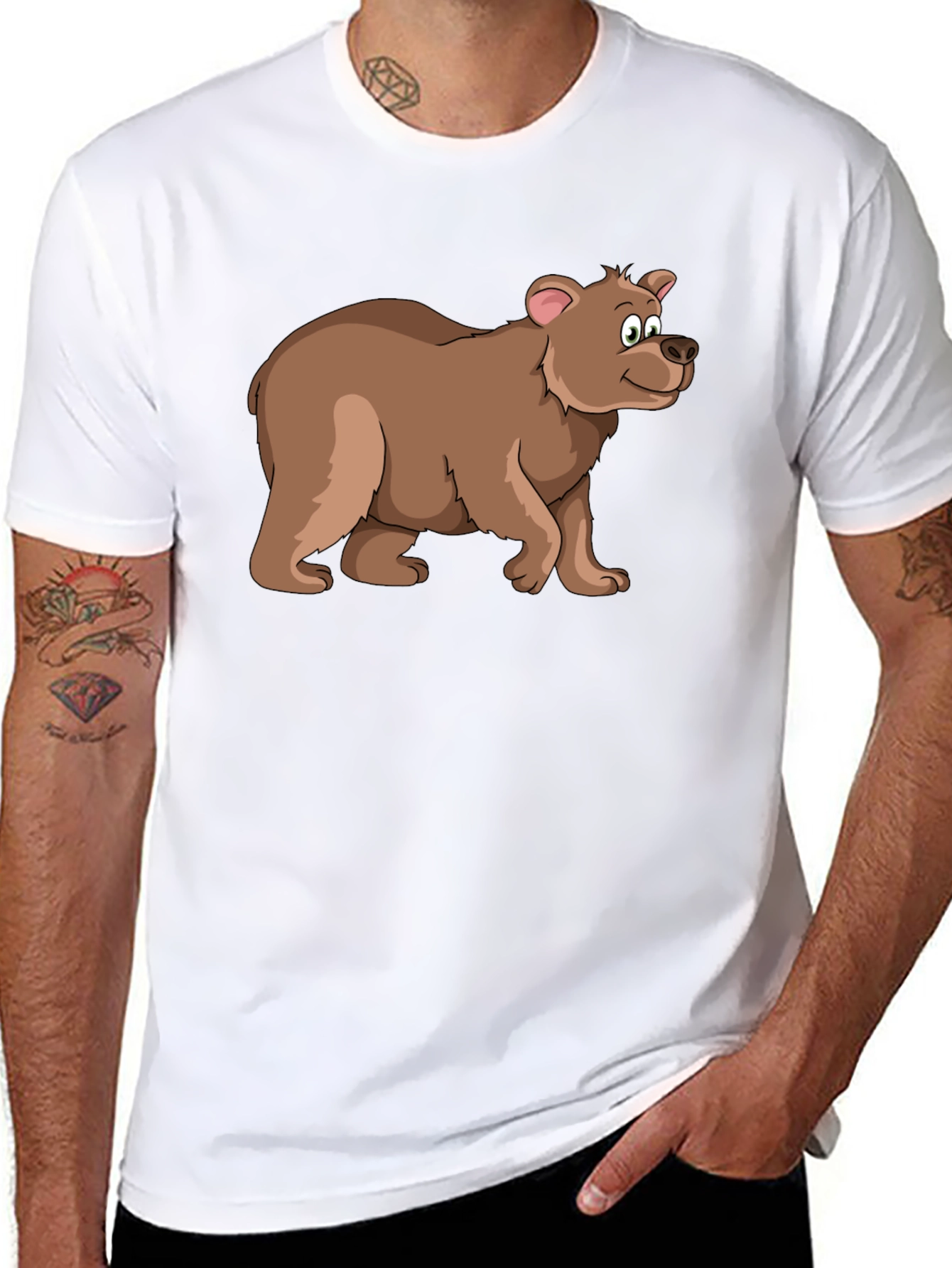 Cartoon Bear Black T-Shirt - Fun Animal Graphic Tee
