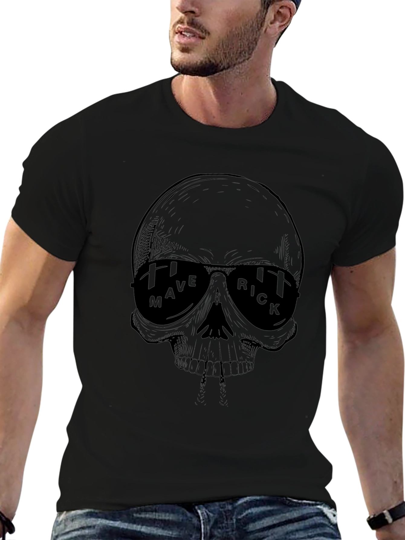 Maverick Skull Graphic Black T-Shirt