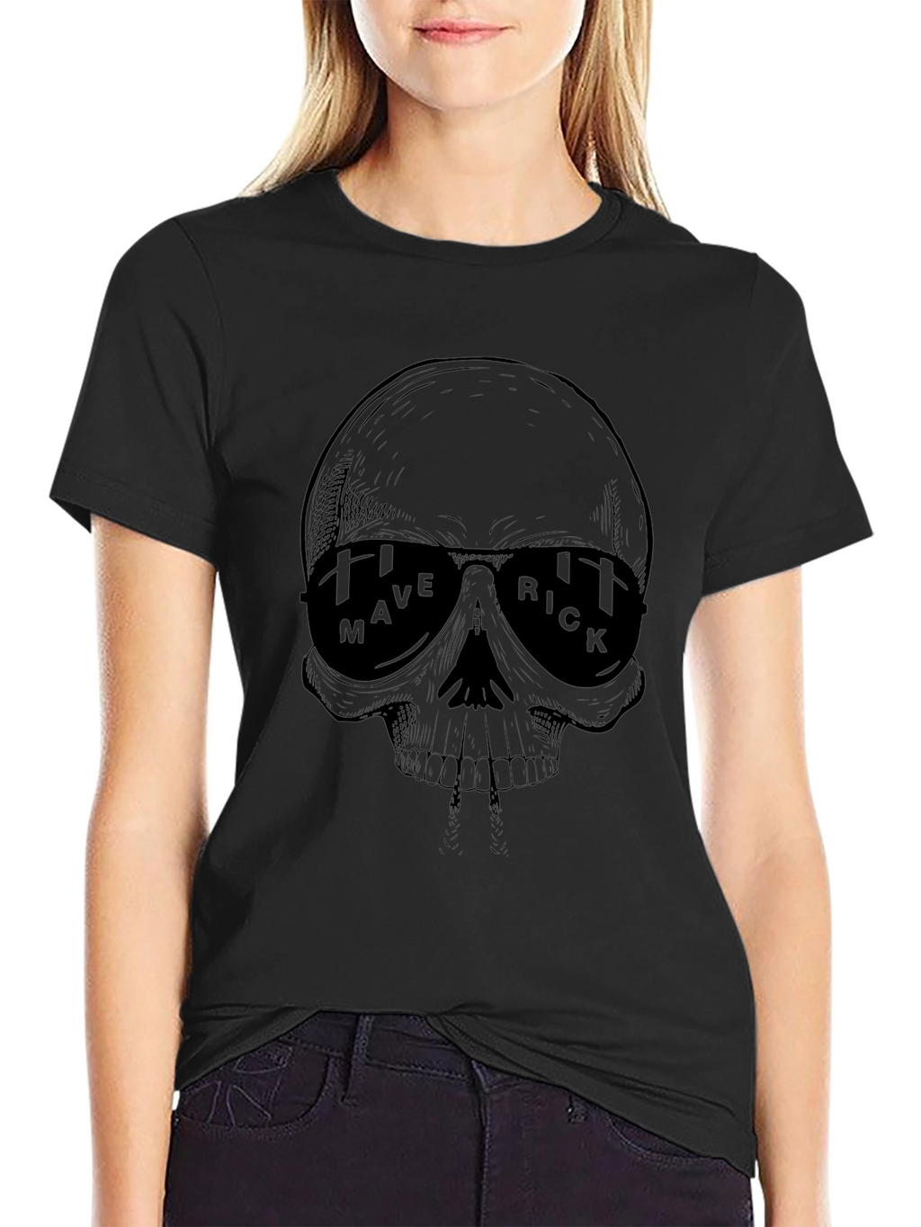 Maverick Skull Graphic Black T-Shirt