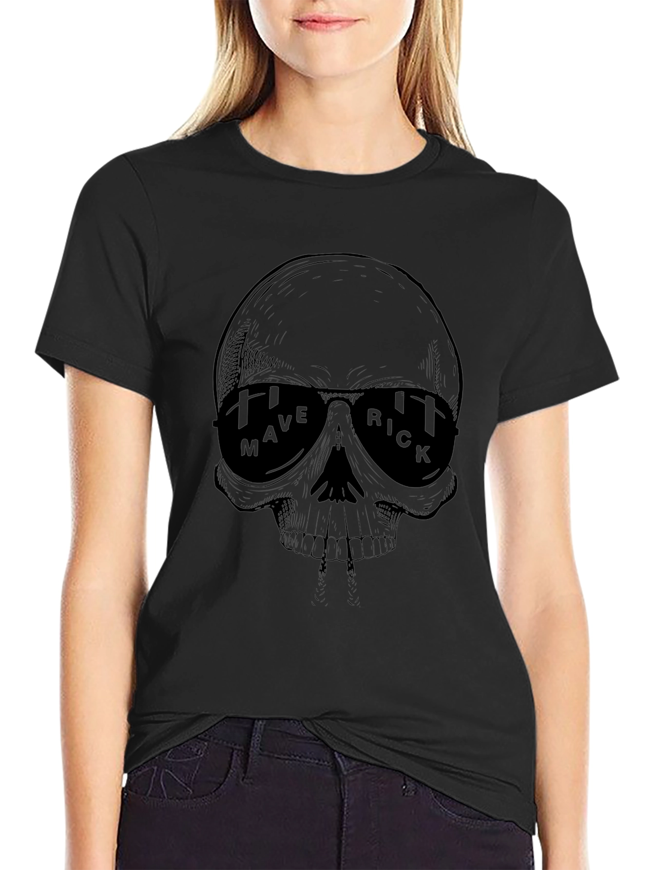 Maverick Skull Graphic Black T-Shirt