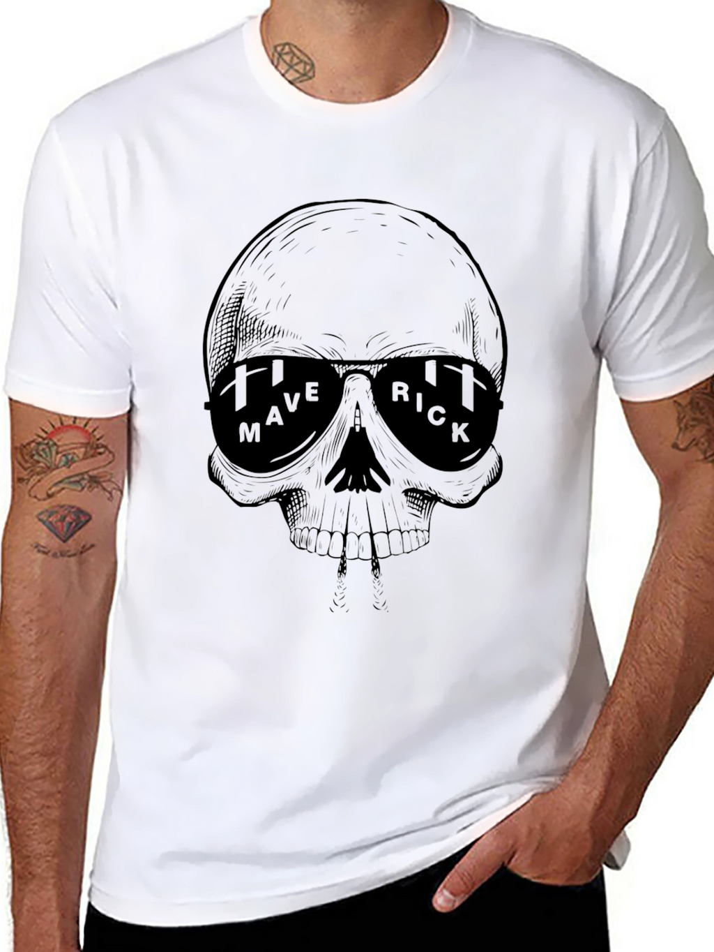 Maverick Skull Graphic Black T-Shirt