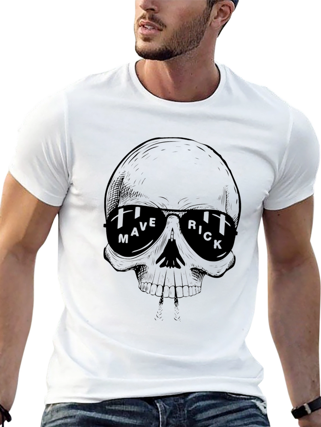 Maverick Skull Graphic Black T-Shirt