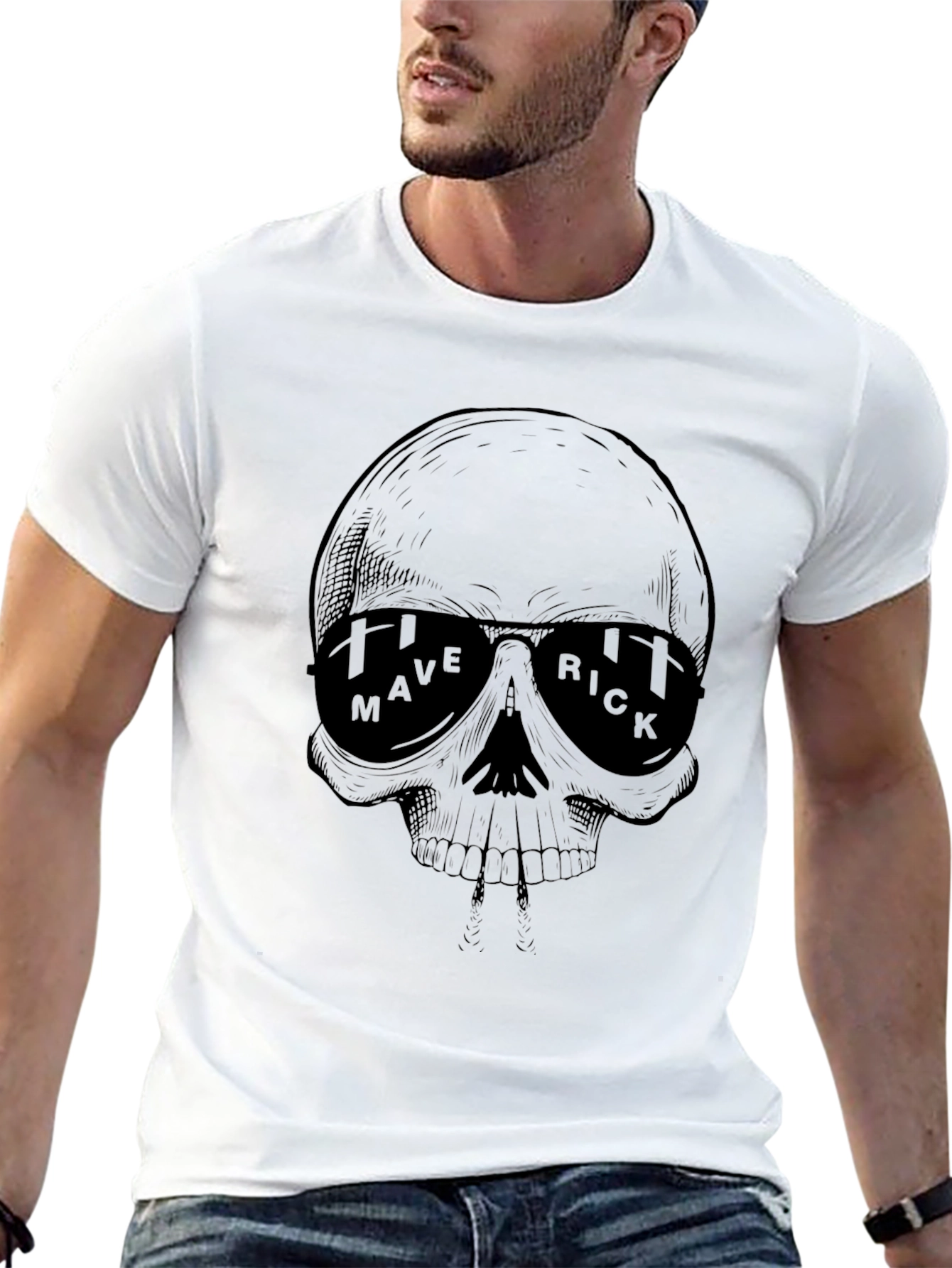 Maverick Skull Graphic Black T-Shirt