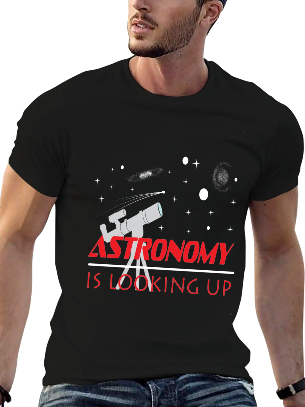 Astronomy is Looking Up Black T-Shirt