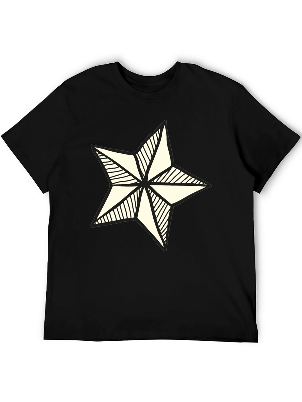 Nautical Star Graphic Tee - Stylish Black Cotton Shirt