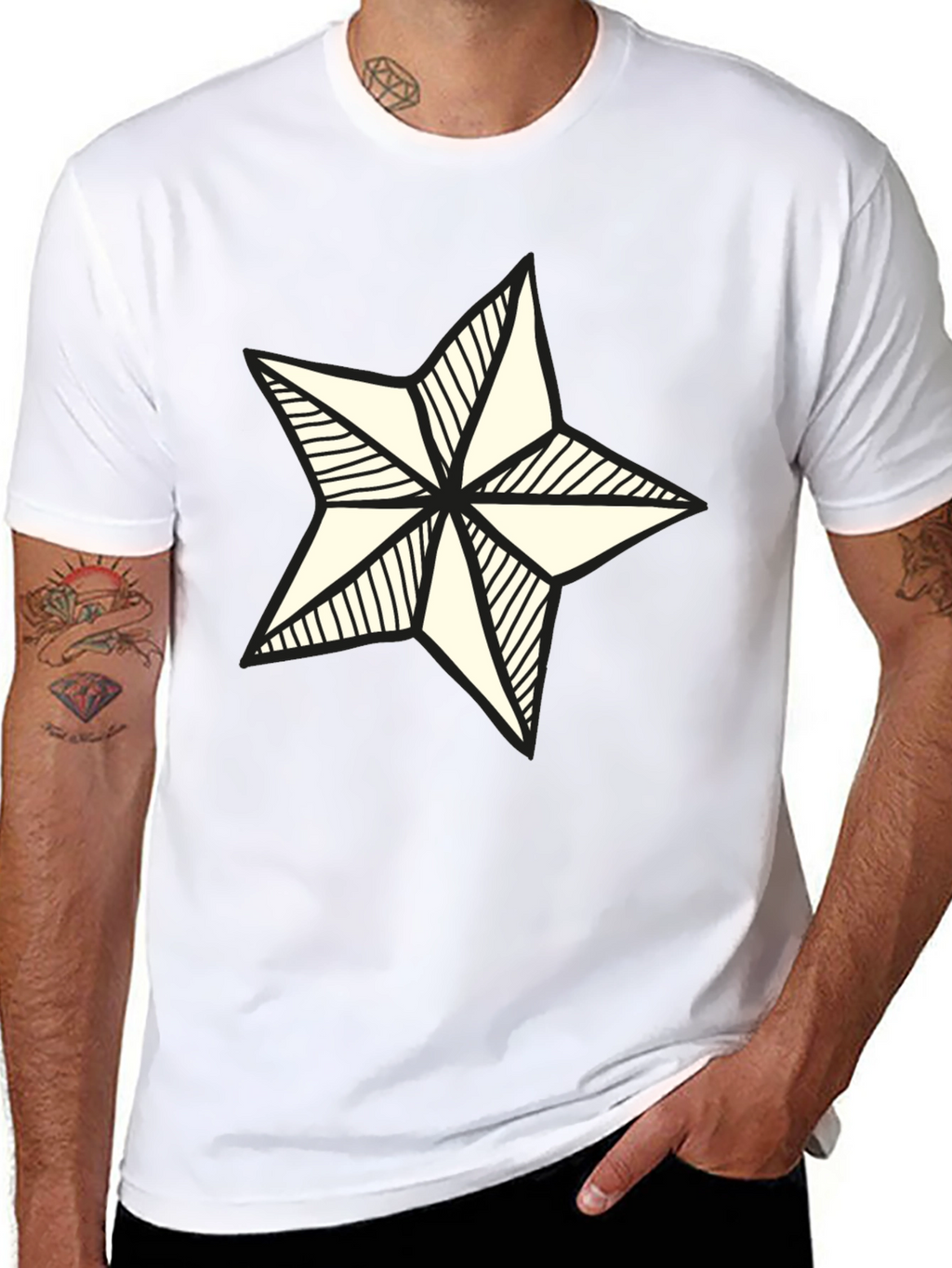 Nautical Star Graphic Tee - Stylish Black Cotton Shirt