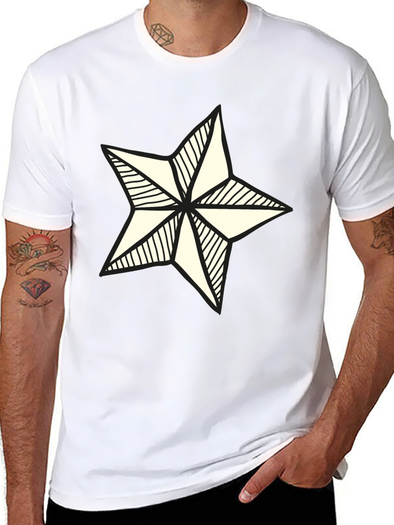 Nautical Star Graphic Tee - Stylish Black Cotton Shirt