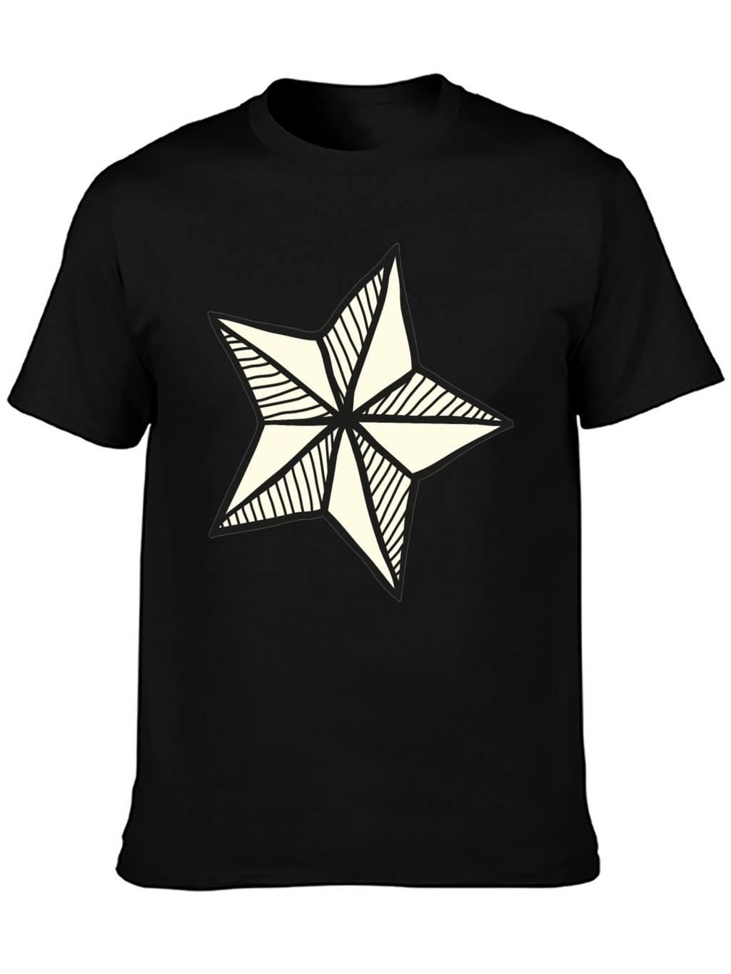 Nautical Star Graphic Tee - Stylish Black Cotton Shirt