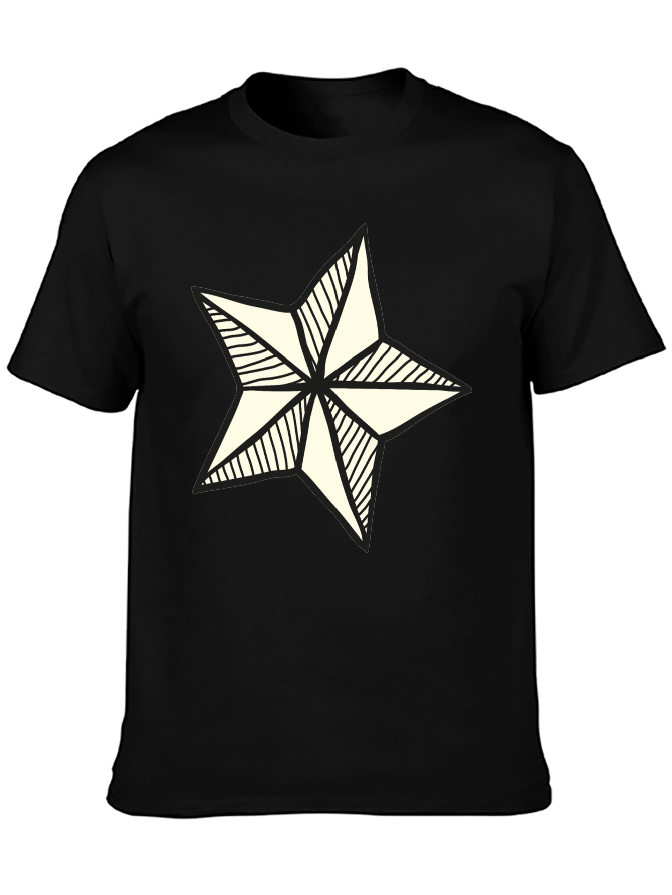 Nautical Star Graphic Tee - Stylish Black Cotton Shirt