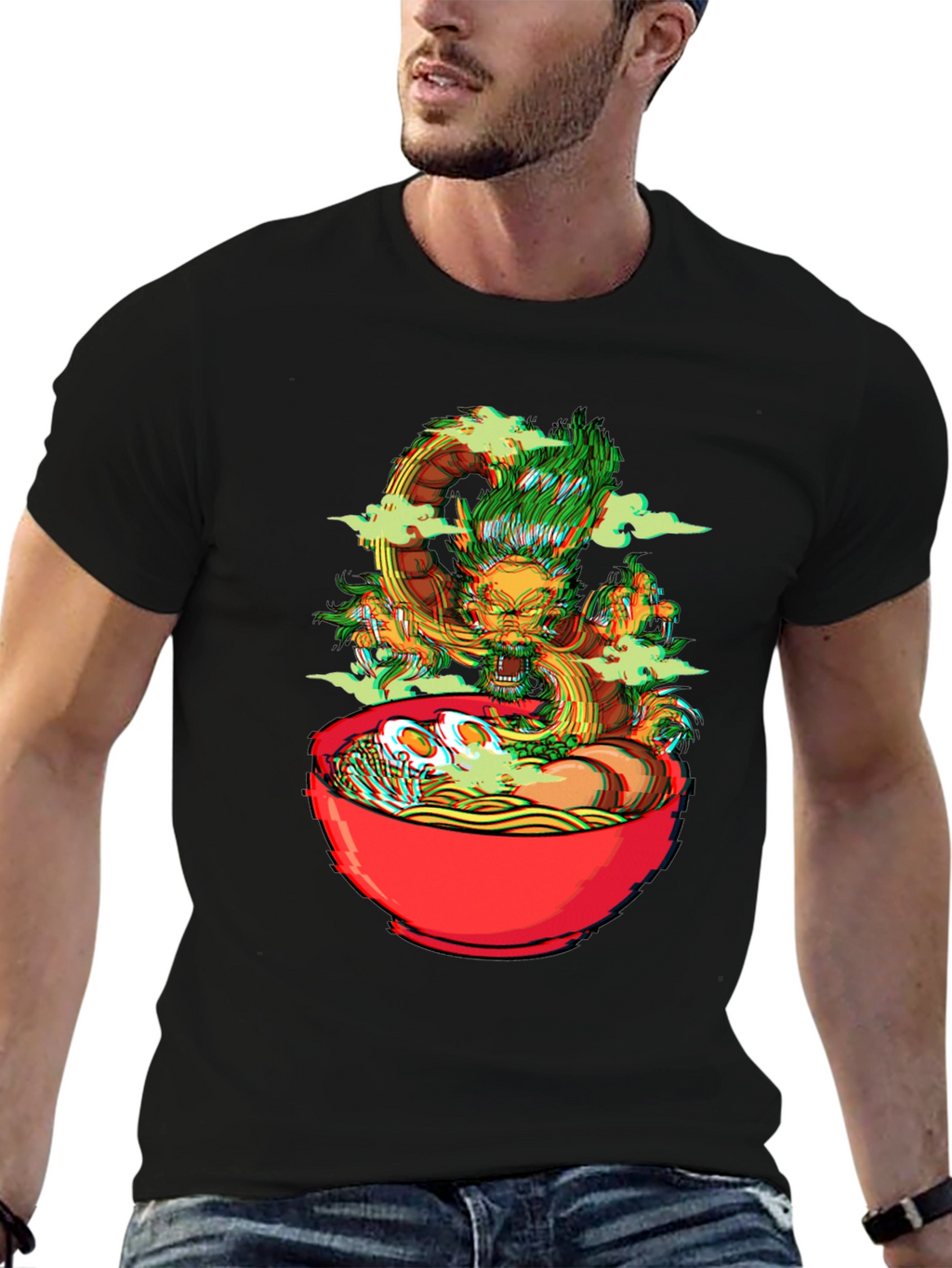 Dragon Ramen Graphic Tee - Black Cotton T-Shirt